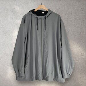 Voyager Lightweight Hooded Windbreaker Jacket Men’s XXL Gray Zip Up Outdoor